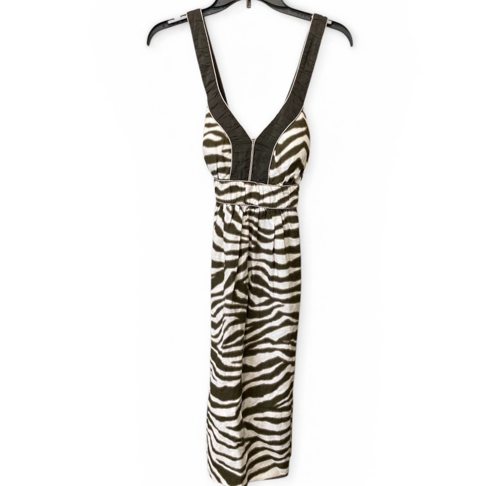 Banana Republic Dress Size 4 Animal Print Linen